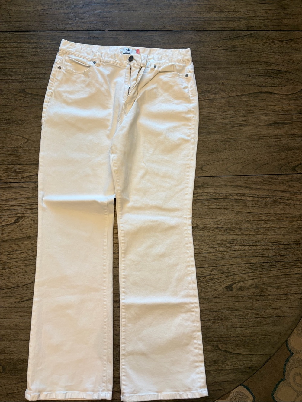 CAbi White Jeans with Brushed Button